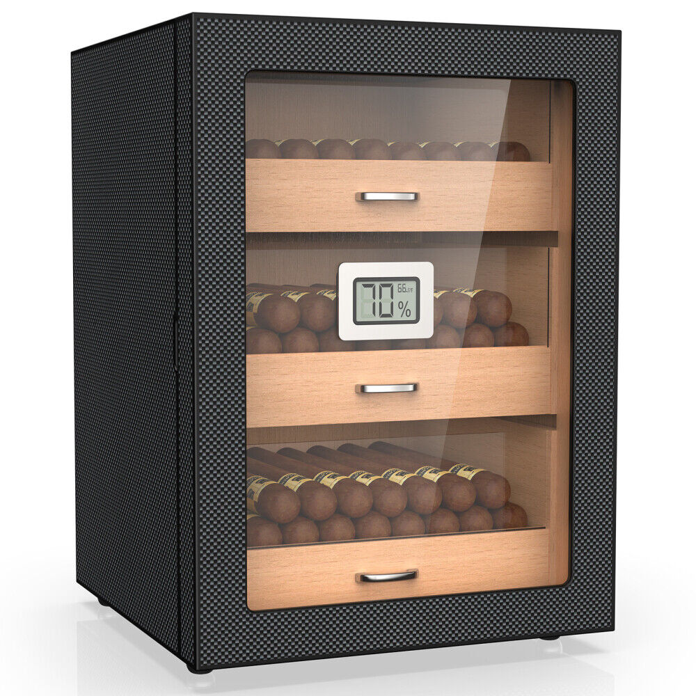 Cigar Humidor Cabinet Large Storage 100-150 Counts Cigar Box Countertop Cedar