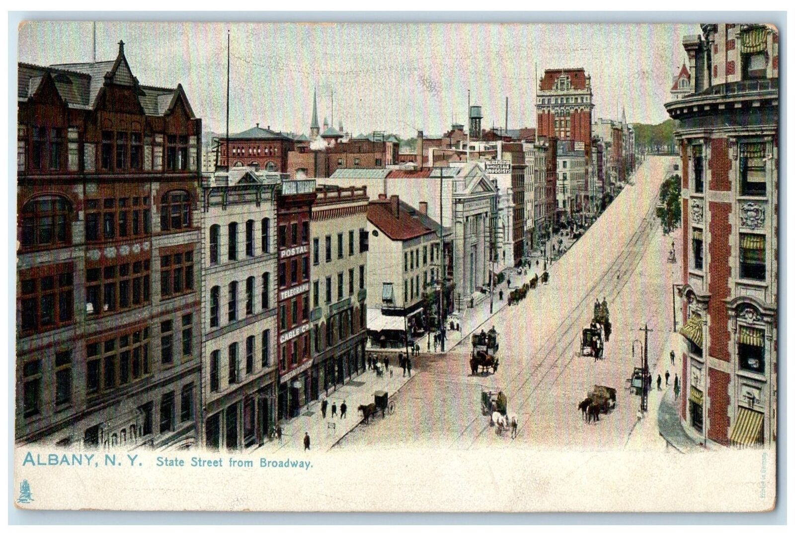 c1905s Bird's Eye View Of State Street From Broadway Albany New York NY Postcard