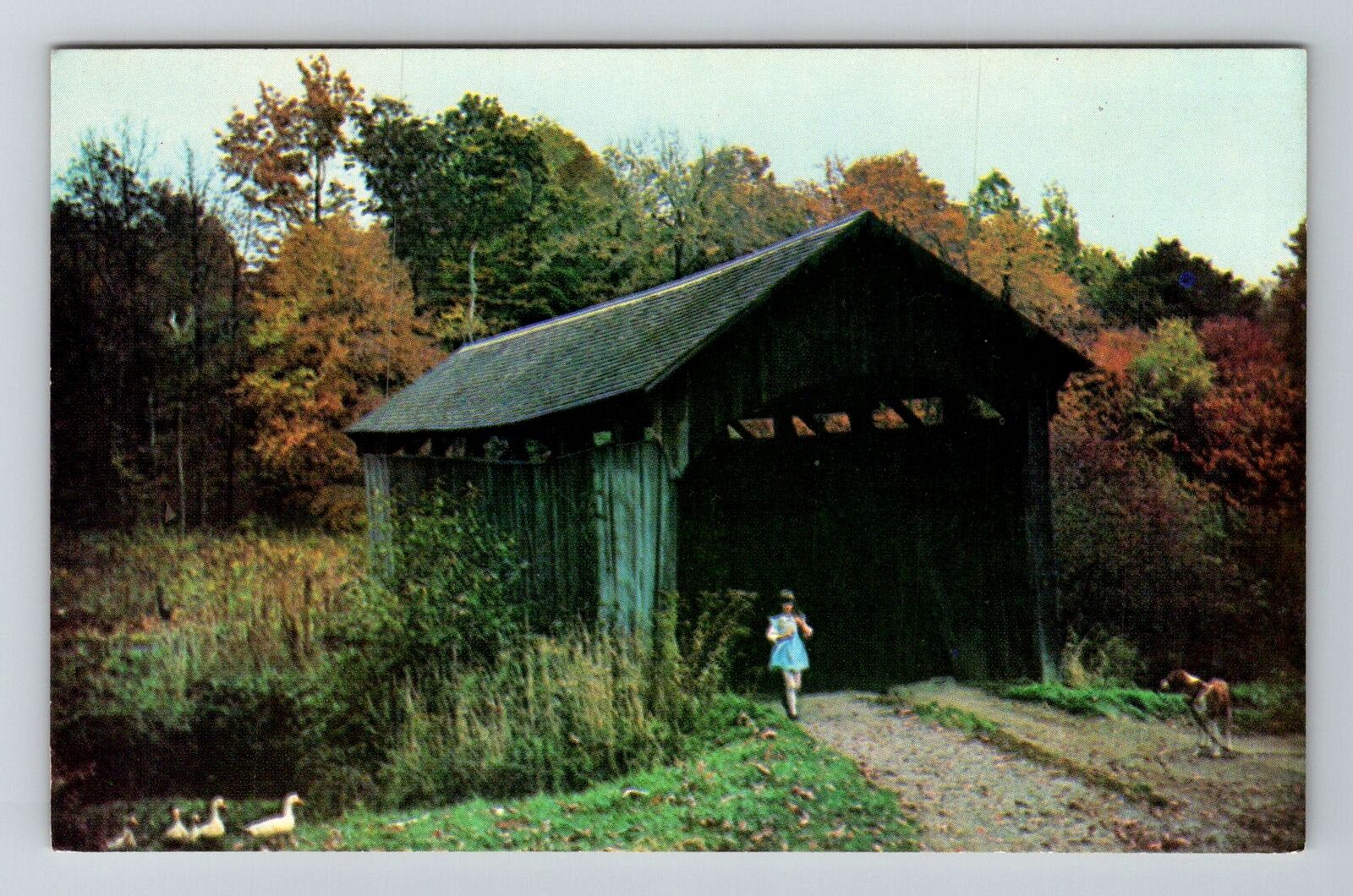 Hanoverton, OH-Ohio, Sells Covered Bridge Antique, Vintage Souvenir Postcard