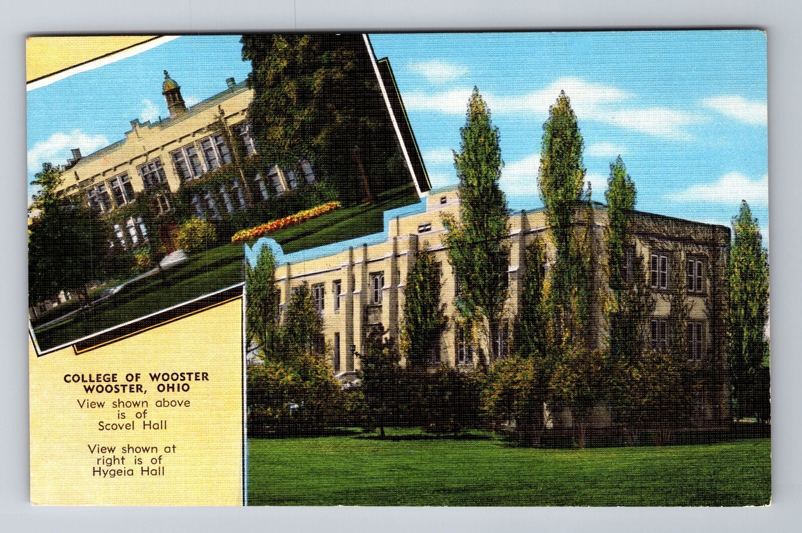 Wooster OH-Ohio, College Of Wooster, Scovel Hall, Hygeia Hall, Vintage Postcard