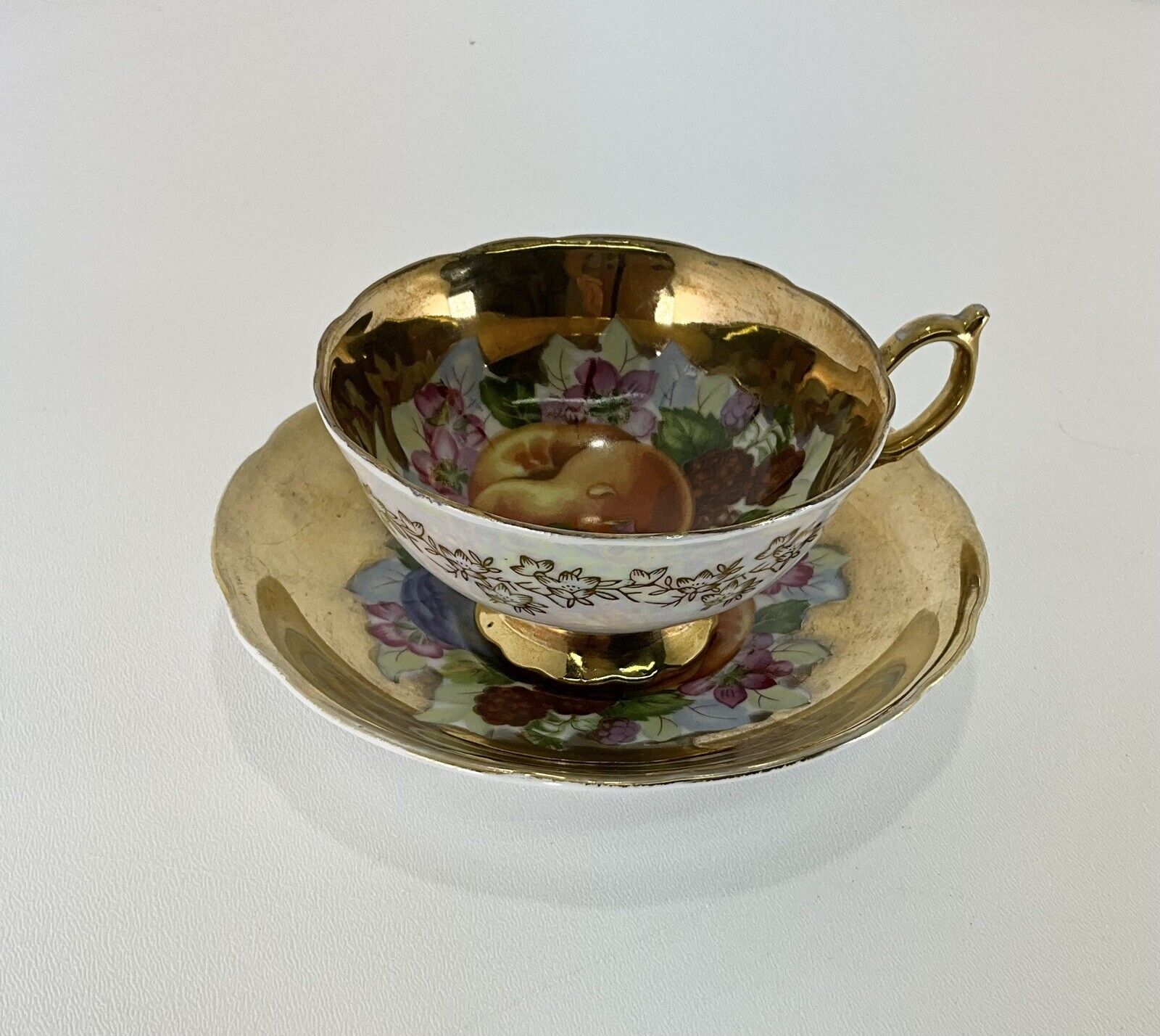Vintage O.T.K. China Lusterware Cup & Saucer Gold Hand Painted Beautiful China