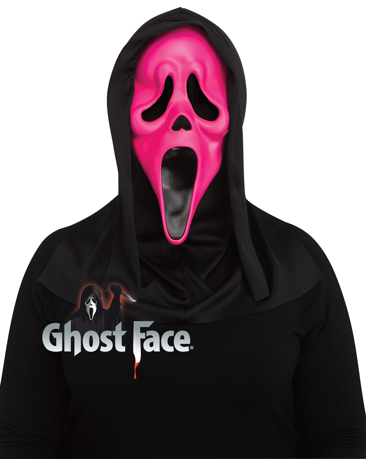 Hot Pink Fluorescent Ghost Face Mask Adult Costume Accessory NEW Scream