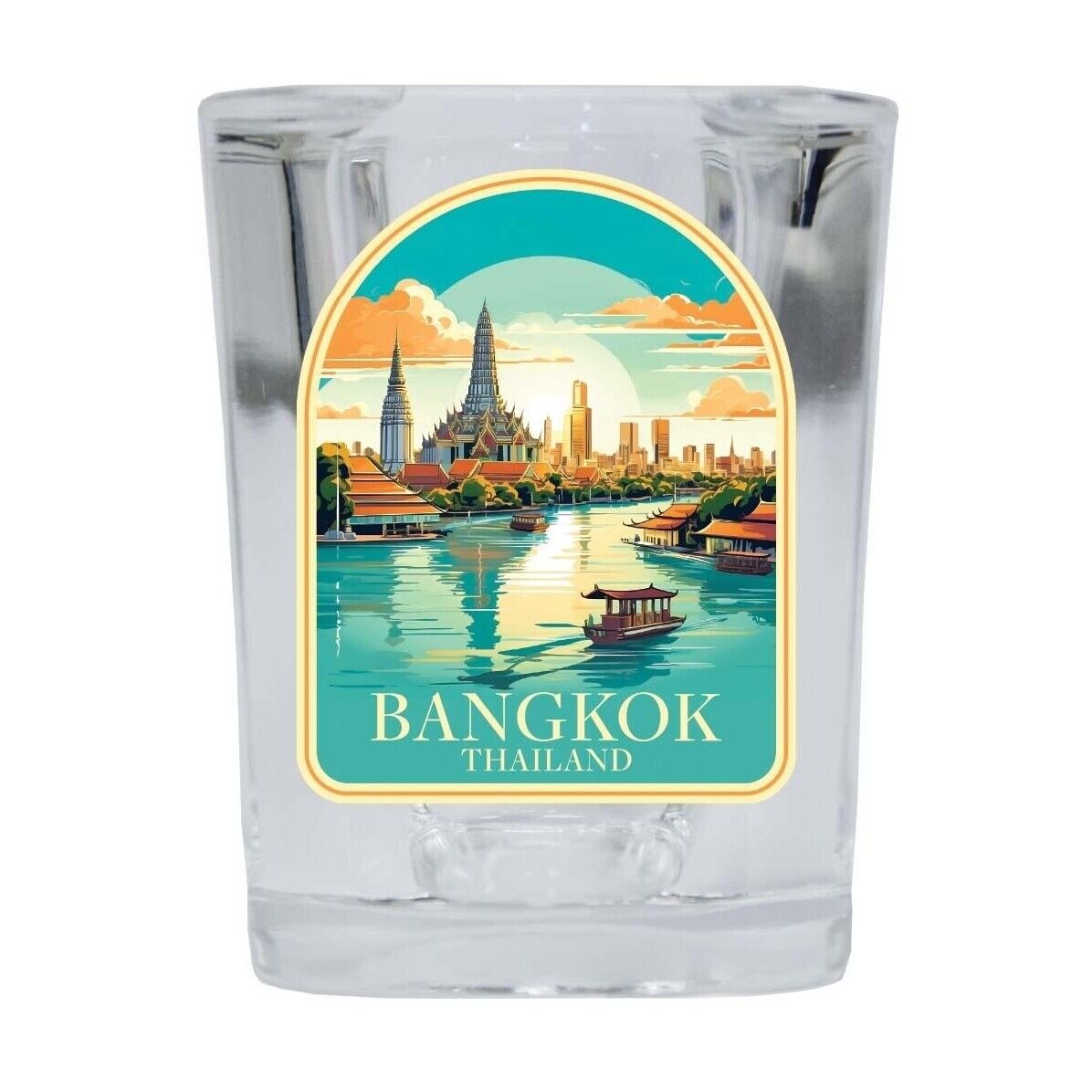 Bangkok Thailand A Souvenir 2.5 Ounce Shot Glass Square