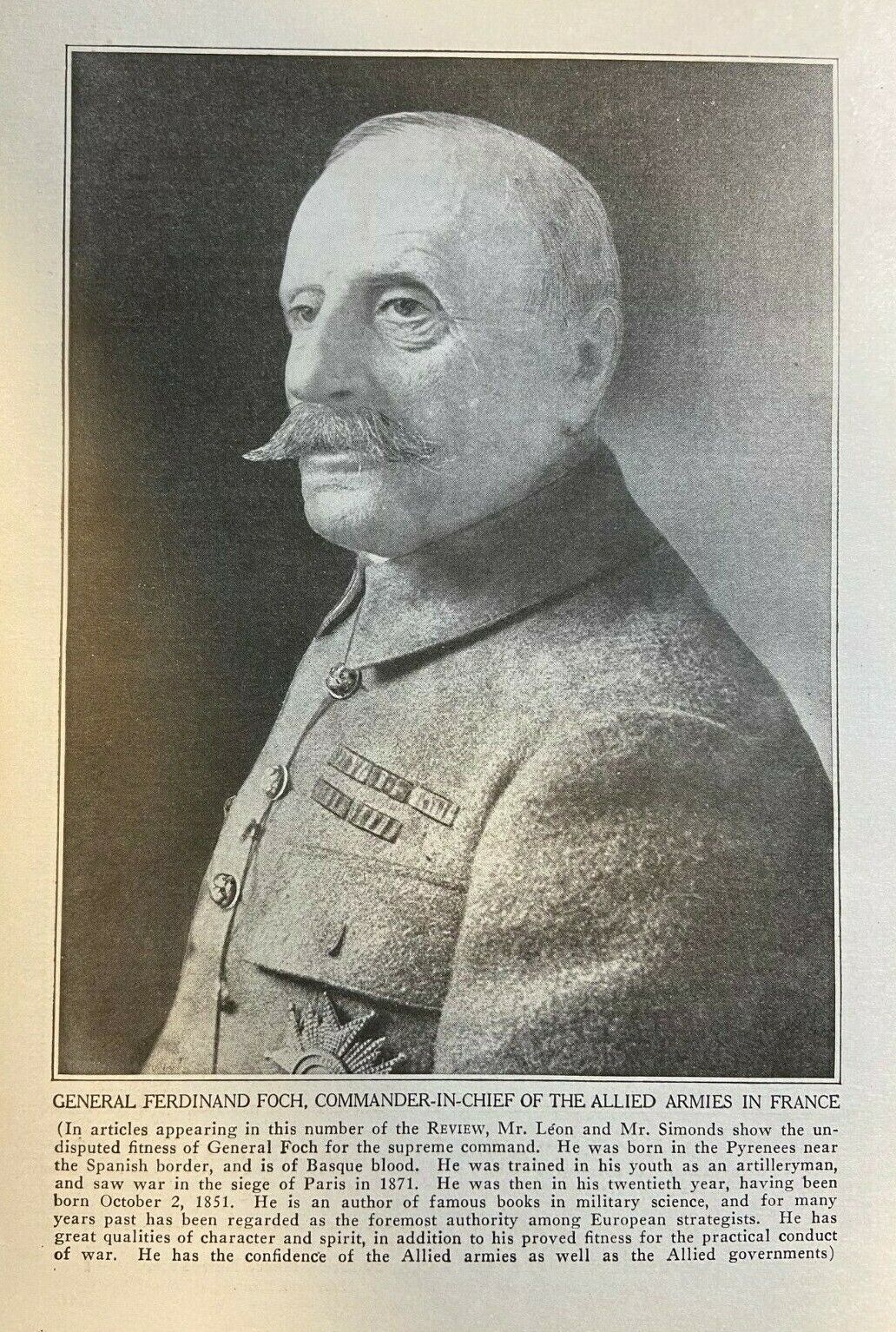 1918 Vintage Magazine Illustration French General Ferdinand Foch