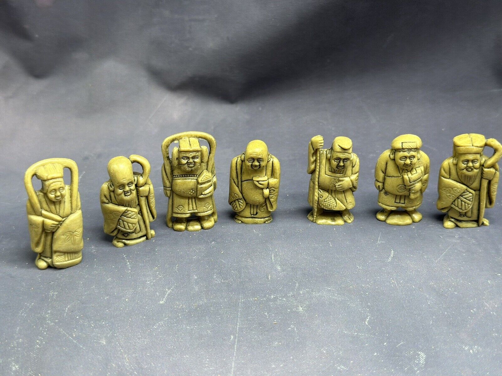 Vintage Asian Figurines Sculptures Set Of 7 - Spiritual Good Fortunes