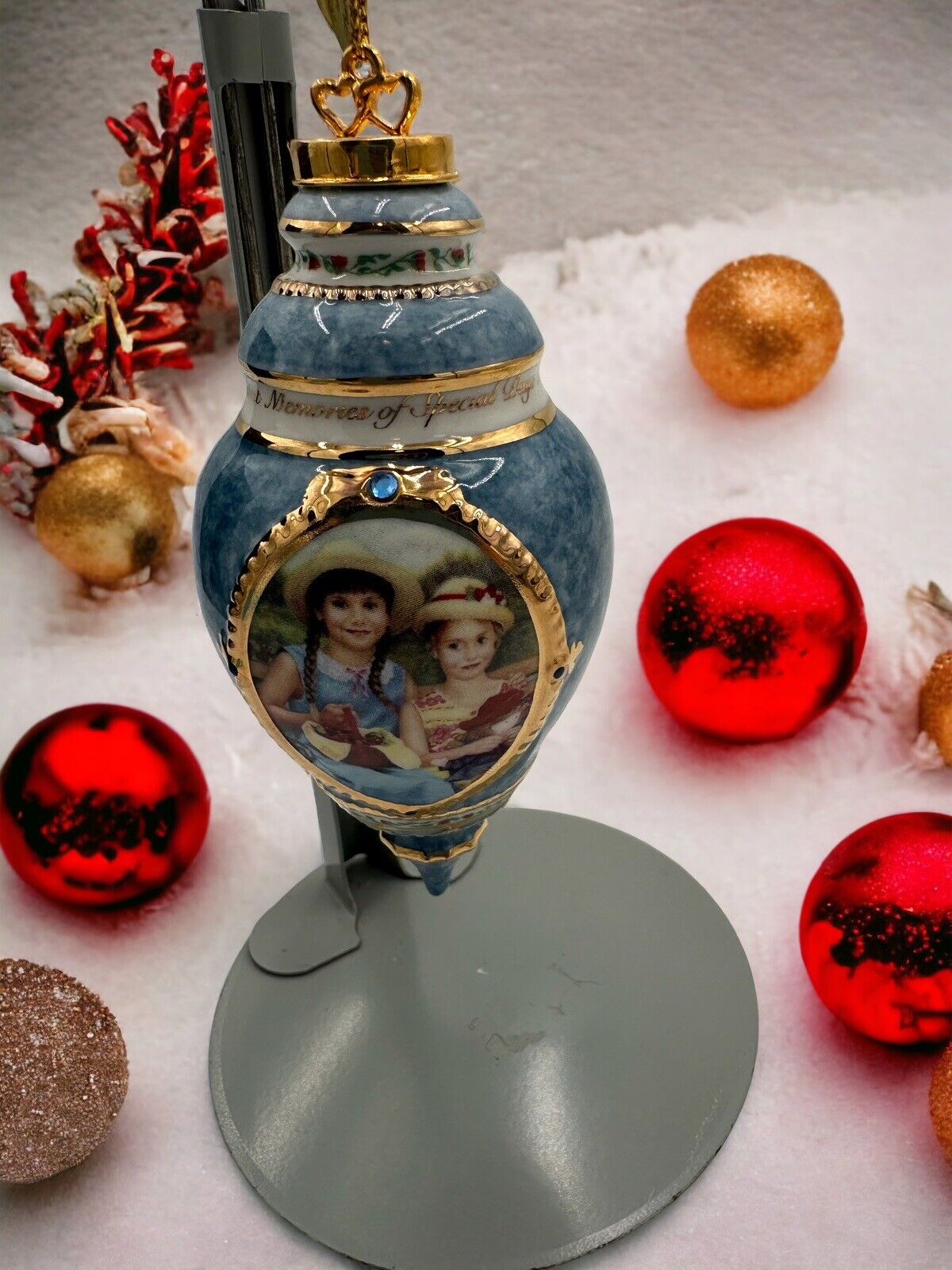 1999 Bradford Editions Shared Moments Sisters Heirloom Porcelain Ornaments Set 3