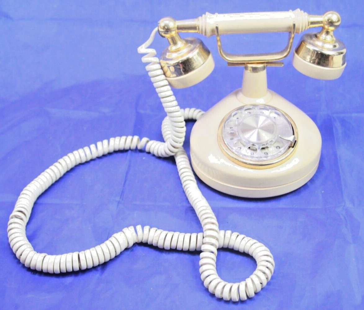 Vtg Western Electric French Princess Style Rotary Telephone Cream & Gold Phone
