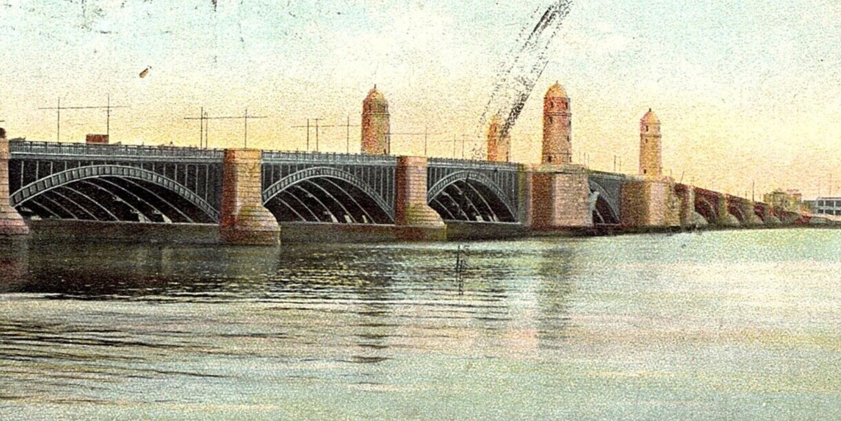 Vintage Postcard Massachusetts, Cambridge Bridge , Boston  MA. Antique c1908