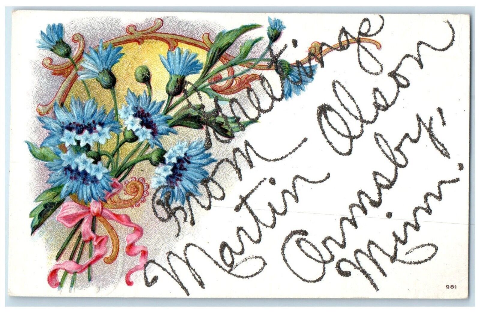 c1910 Greetings From Martin Olson Ormsby Minnesota MN Vintage Embossed Postcard