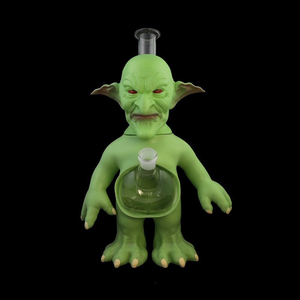 Green Alien Bong Smoking Water pipes Collectible Silicone Heavy Hookah Downstems