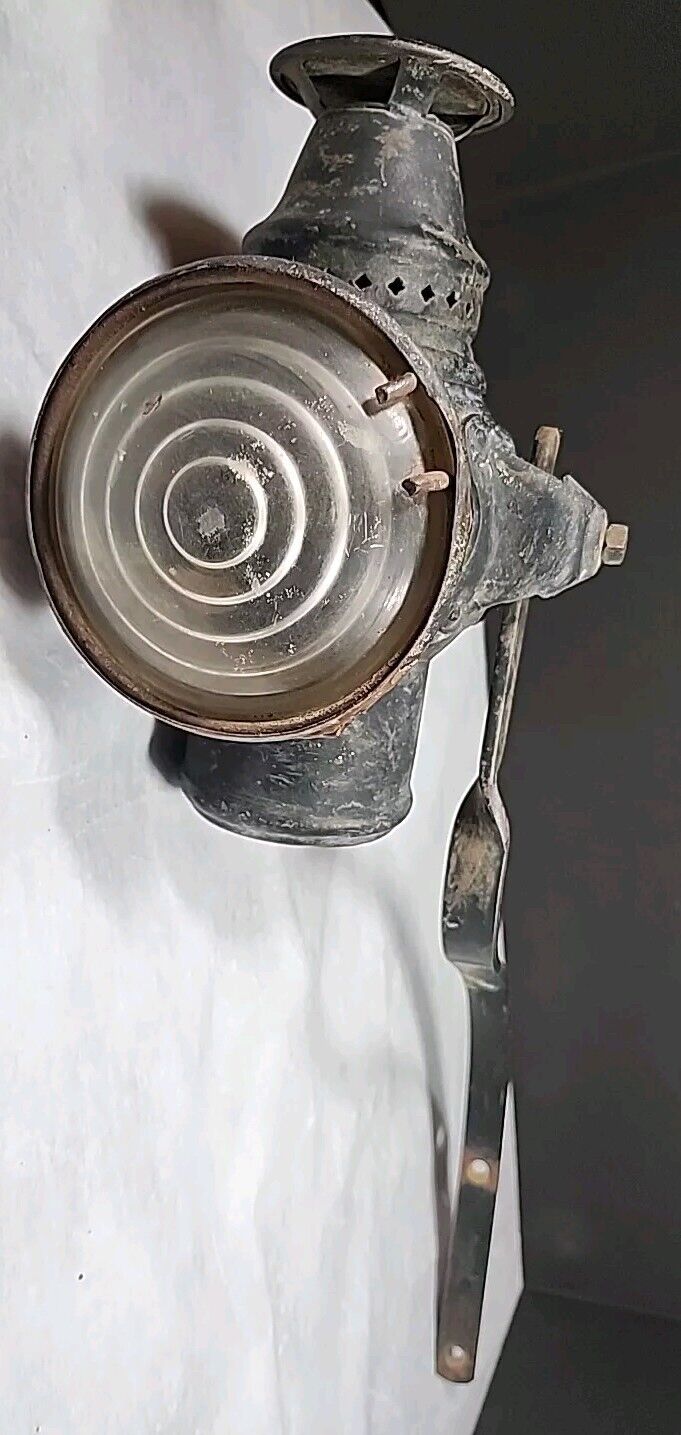 Adlake Antique Automobile Carriage Lamp Lantern Light Marked Iron Metal & Rod