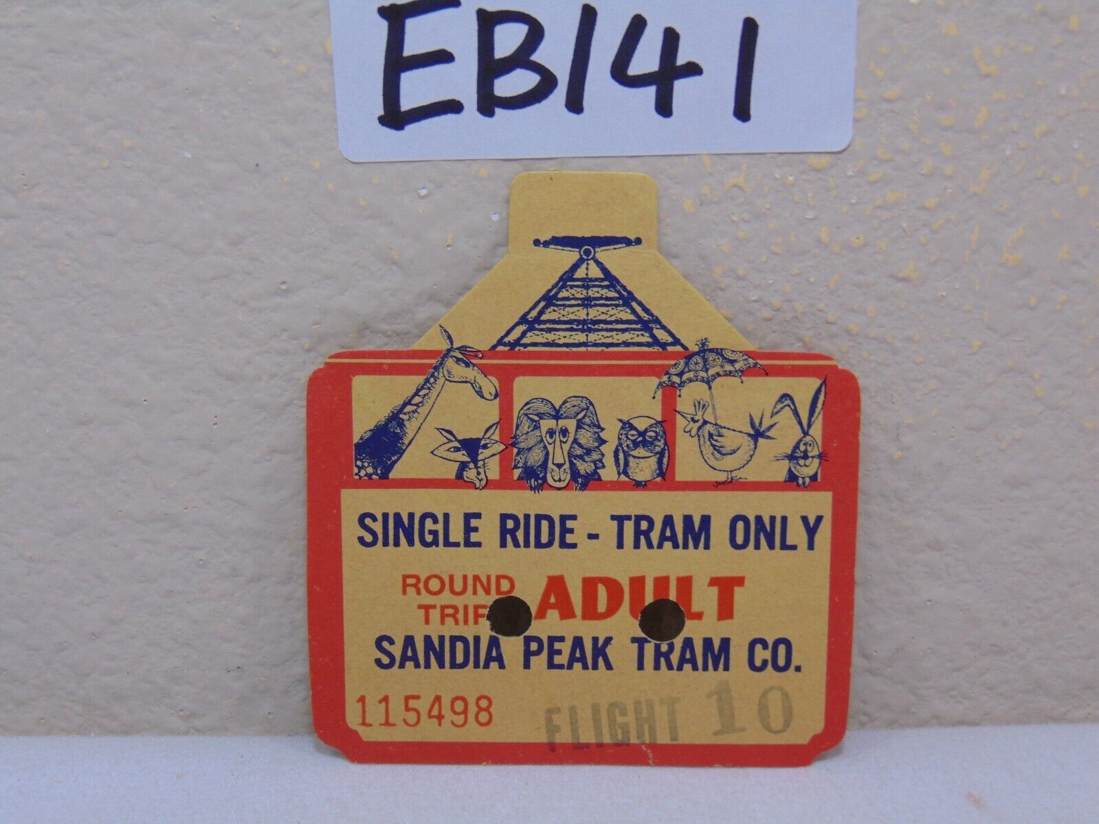 Vintage 1960's Ticket Stub Used Sandia Peak Tram Cibola National Park Adult