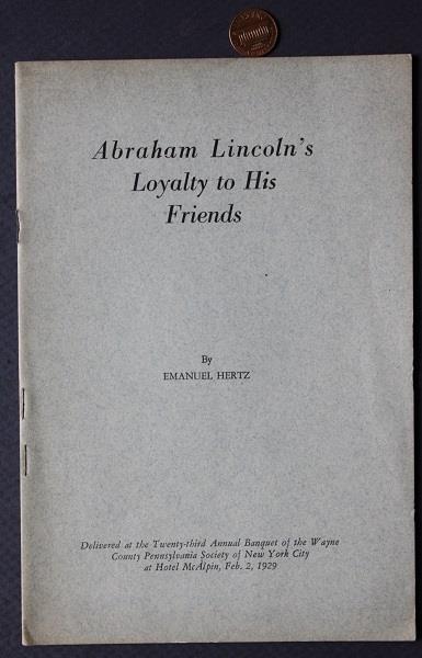 Feb 2 '29 Jewish Scholar Emanuel Hertz Abraham Lincoln's Friend Loyalty Booklet-
