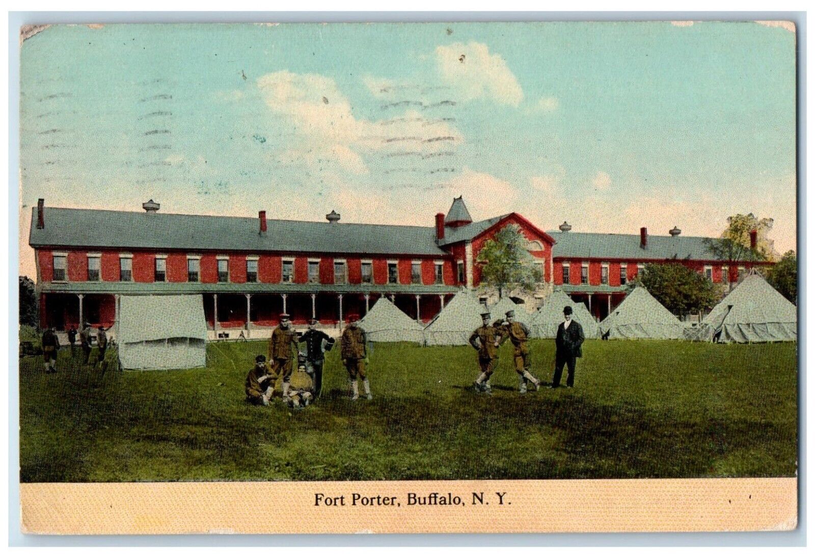 1912 Fort Porter Military Soldier Buffalo New York NY Posted Antique Postcard