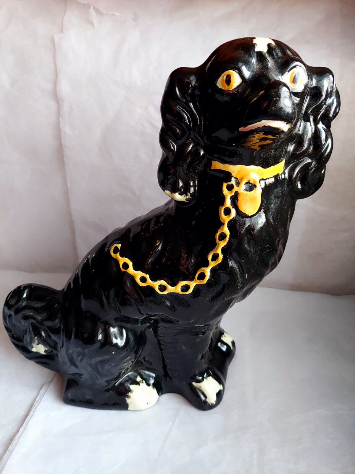 Vintage Mid-Century Dog Statue Black 12