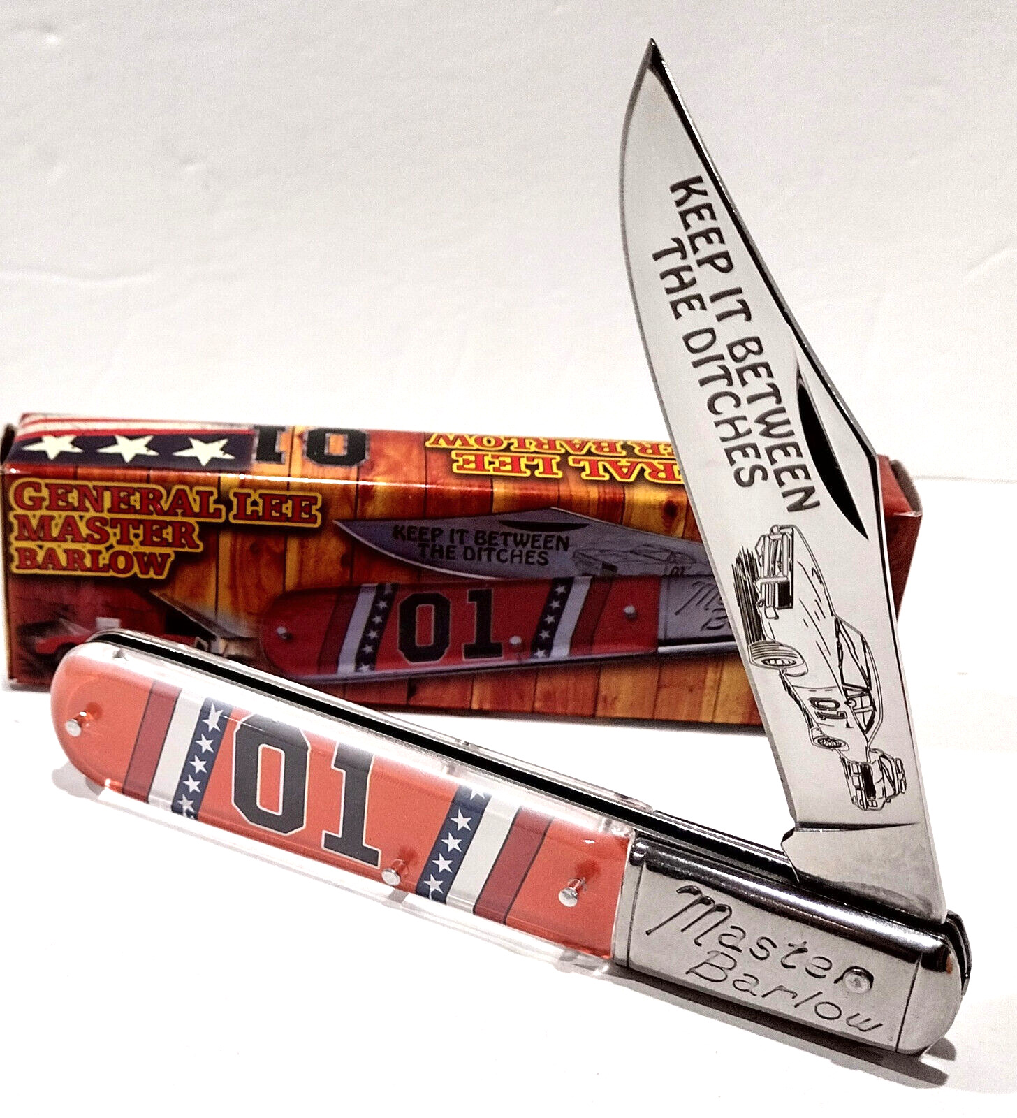 Dukes Of Hazard 01 General Lee Clip Point Master Barlow Folding Pocket Knife