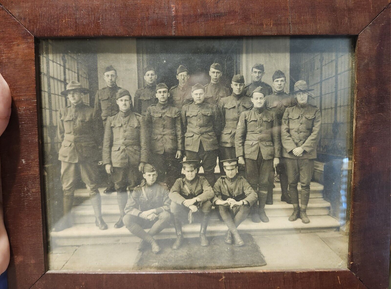 Vintage WWI B&W Photograph AEF Unit Group Photo Doughboy 1918