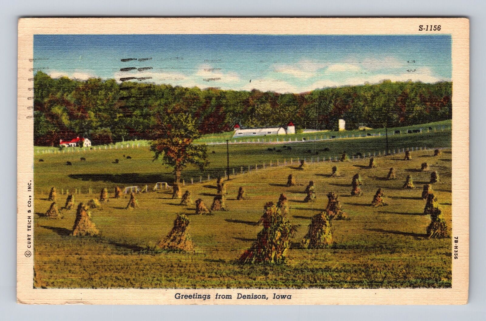 Denison IA-Iowa, General Greetings Hay Field, Antique, Vintage c1949 Postcard