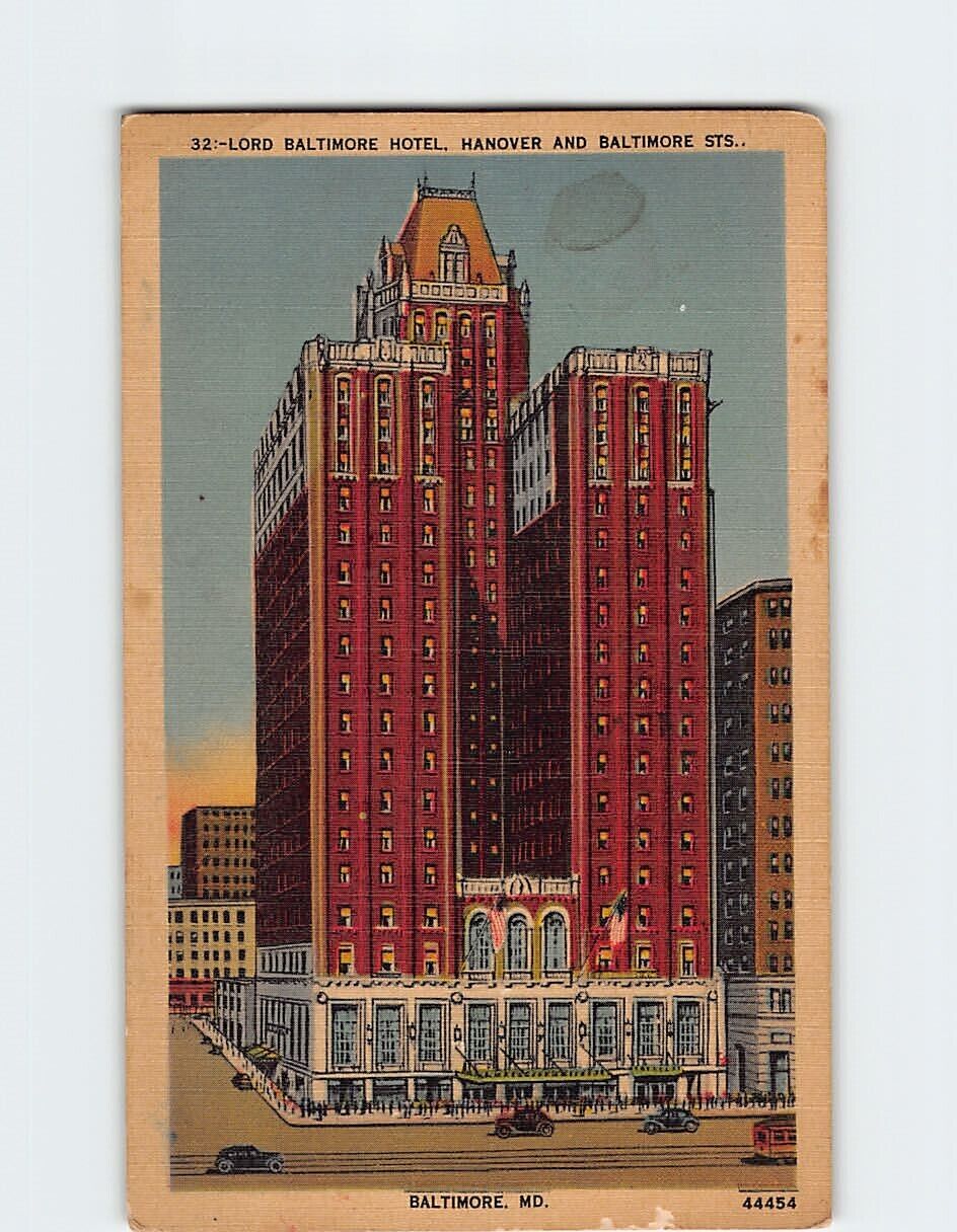 Postcard Lord Baltimore Hotel, Baltimore, Maryland