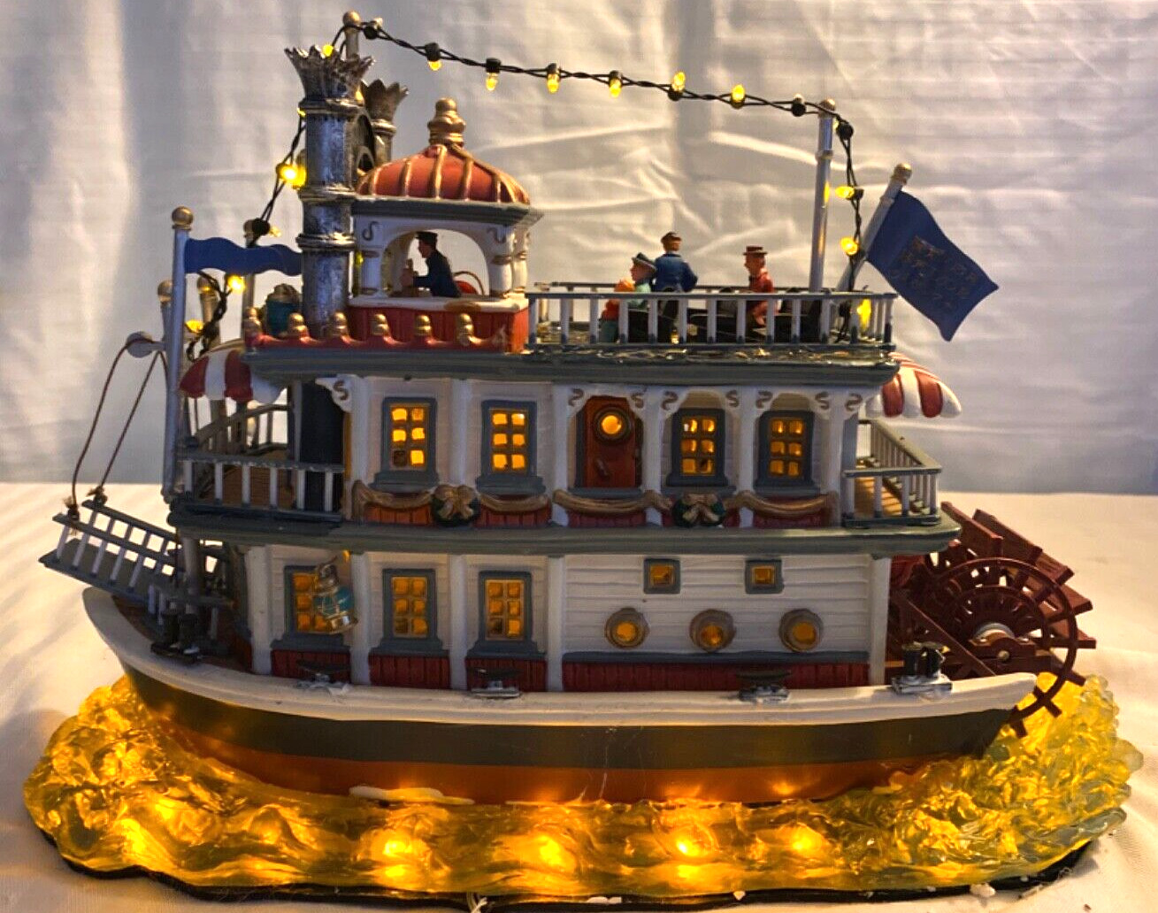 Lemax Carole Towne River Belle Christmas Village Boat w/ lights and music