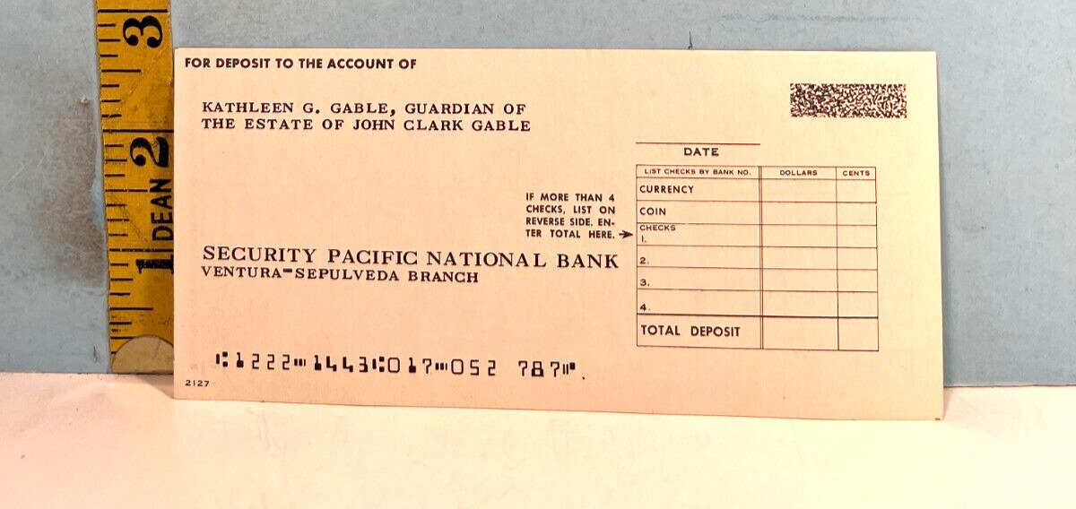 Security Pacific National Bank Estate of John Clark Gable Guardian K. G. Cable.
