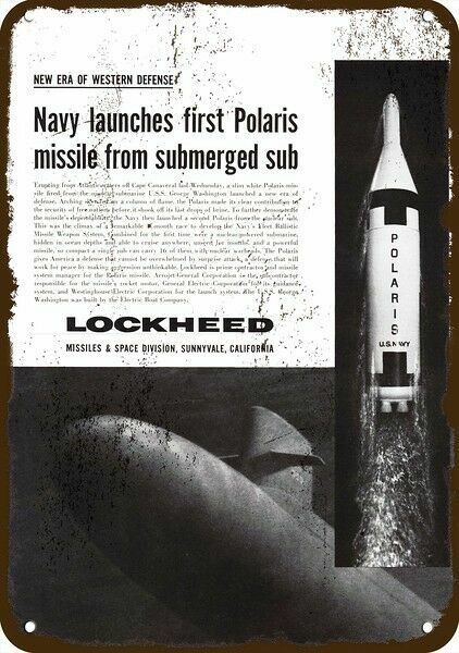 1960 George Washington Submarine Polaris Missle DECORATIVE REPLICA METAL SIGN