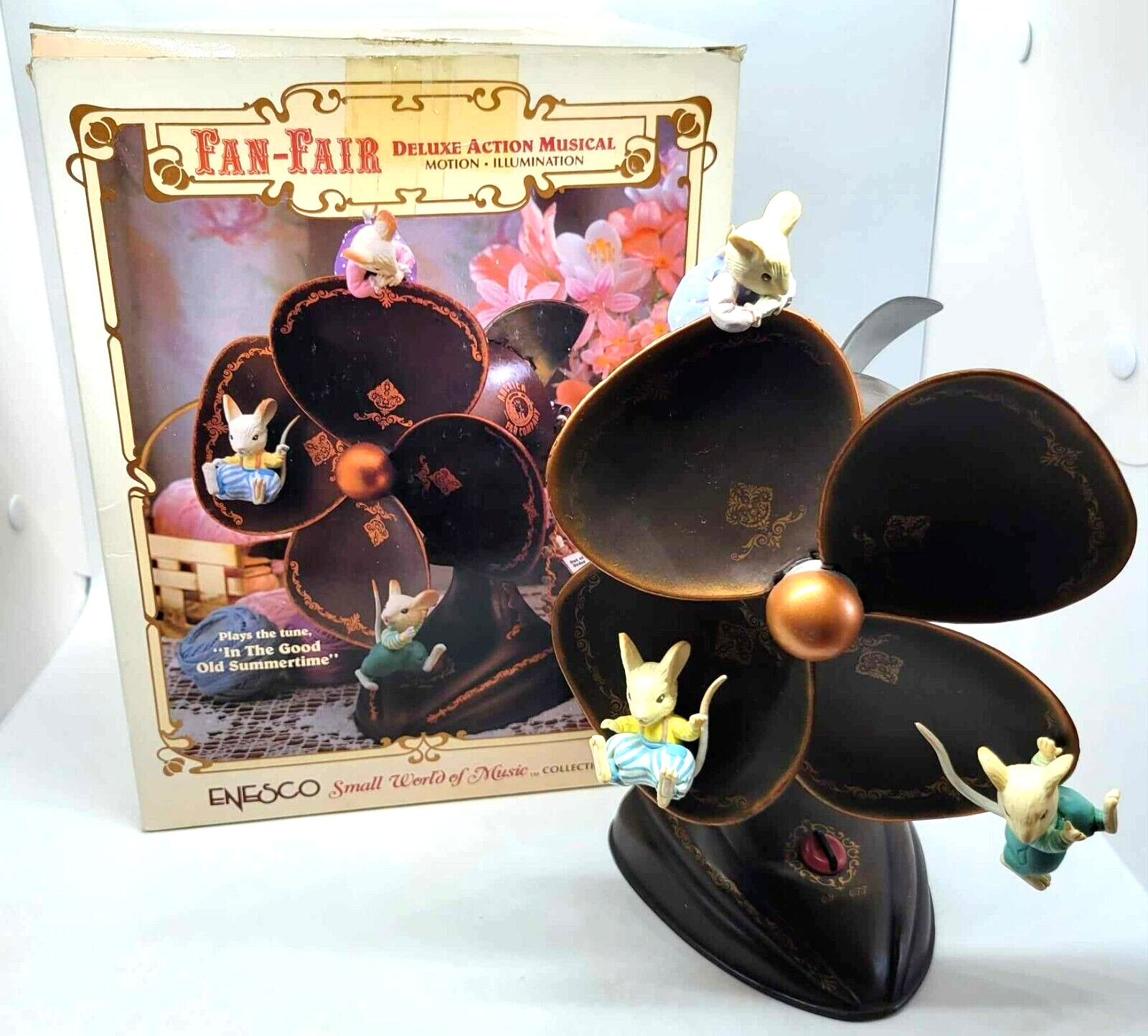 Enesco Mice Fan Fair Action In The Good Old Summertime Music Lights Motion WORKS