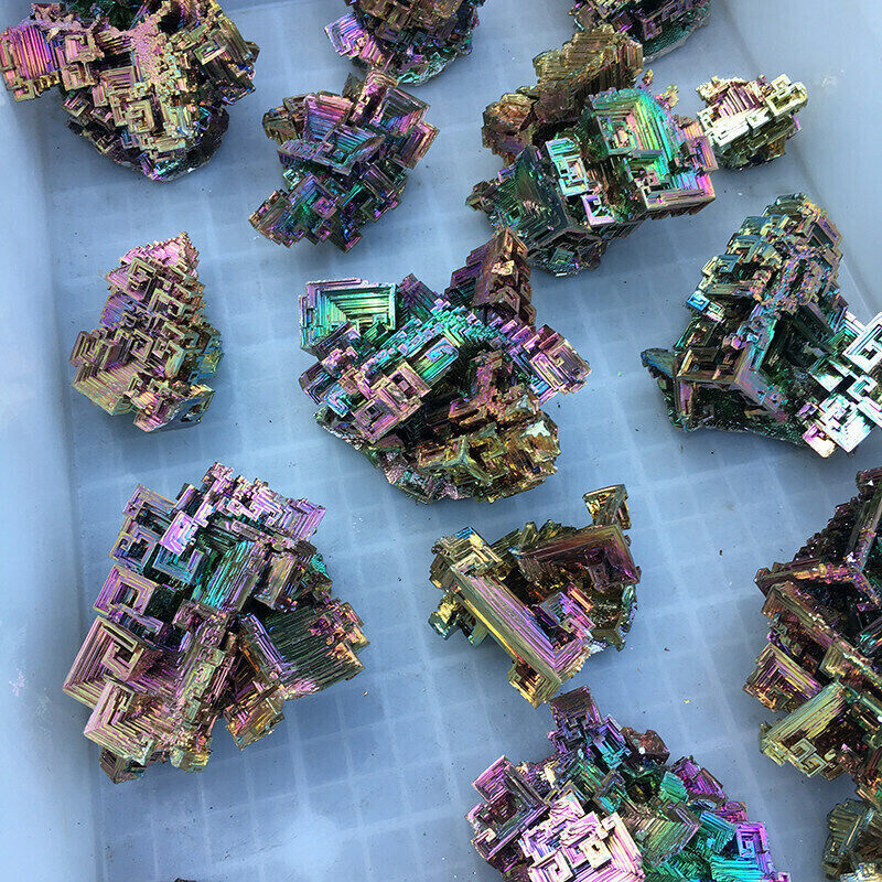 10Pcs Rainbow Aura Titanium Bismuth Quartz Crystal Specimen Gemstone Healing