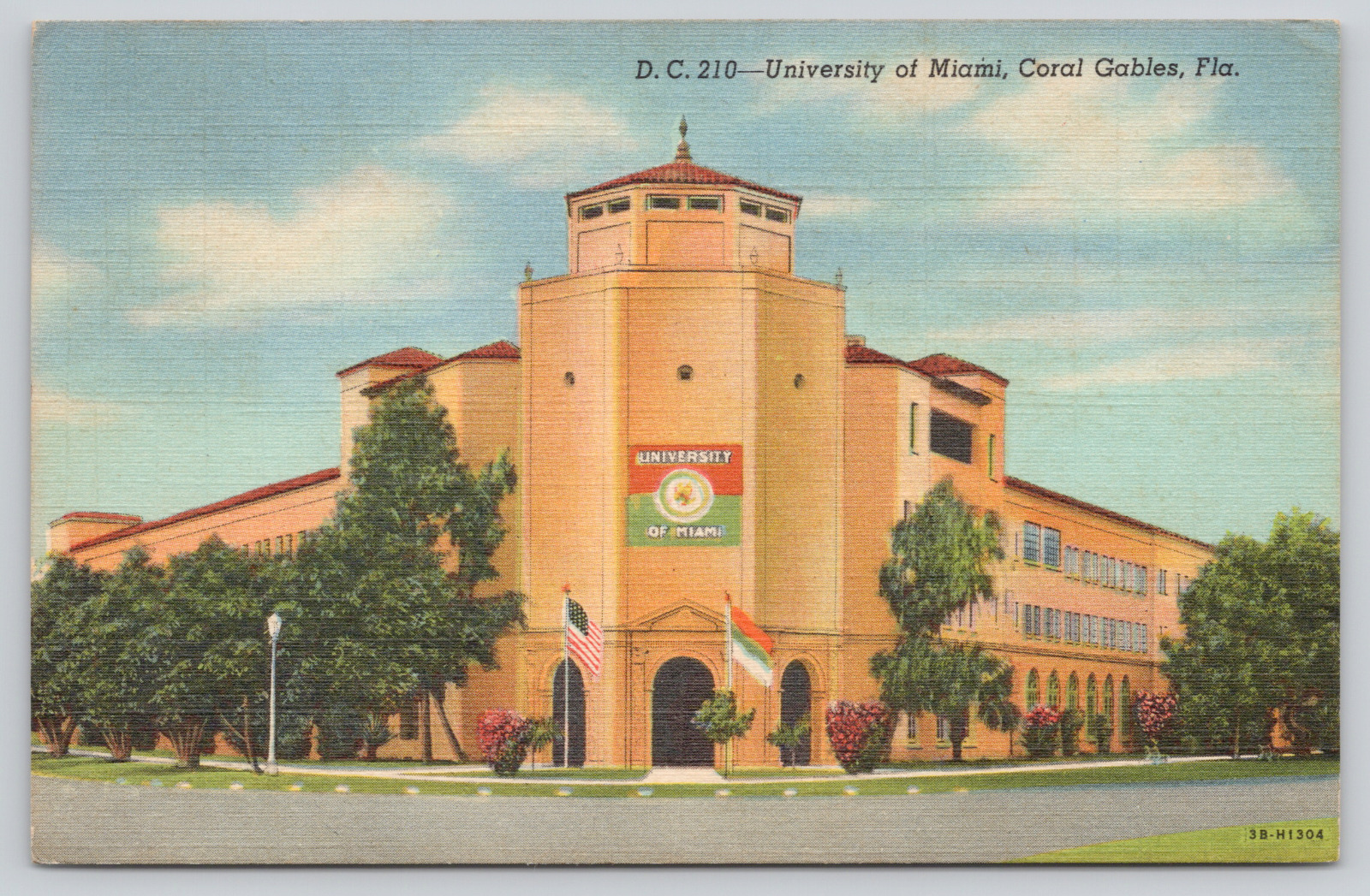Postcard Coral Gables, Florida University of Miami, 1947 Linen A531
