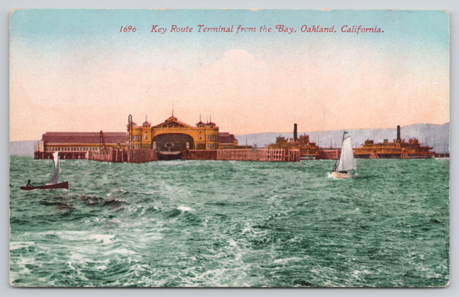 Oakland California Key Route Terminal From Bay Divided Back Postcard