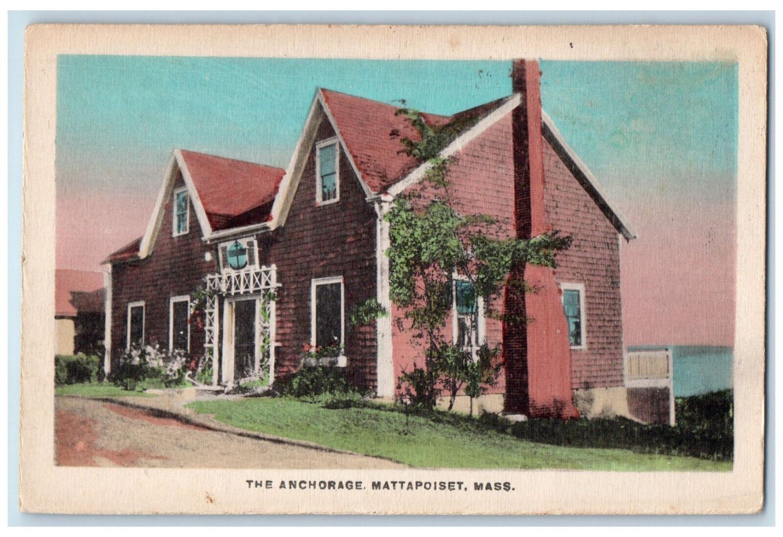 c1930's The Anchorage Mattapoisett Massachusetts MA Handcolored Postcard