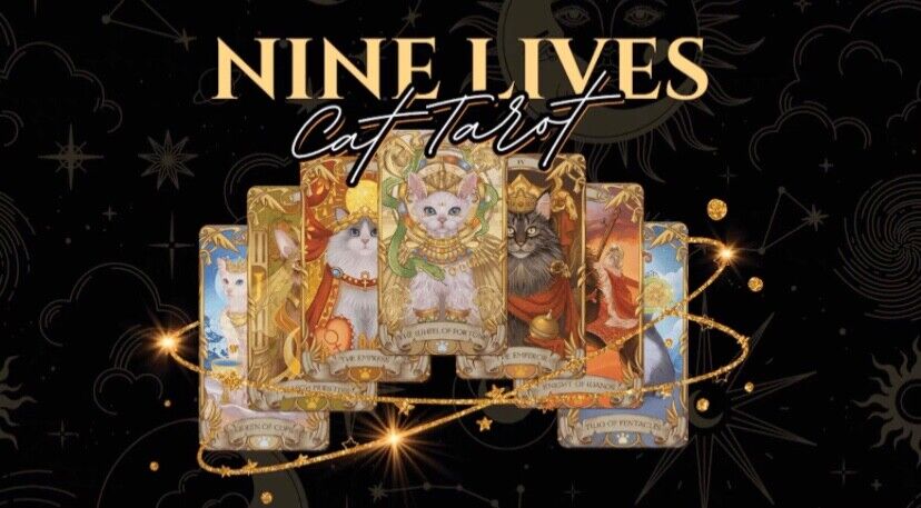 Nine Lives cat 78 standard tarot card deck - Jade Oasis edition