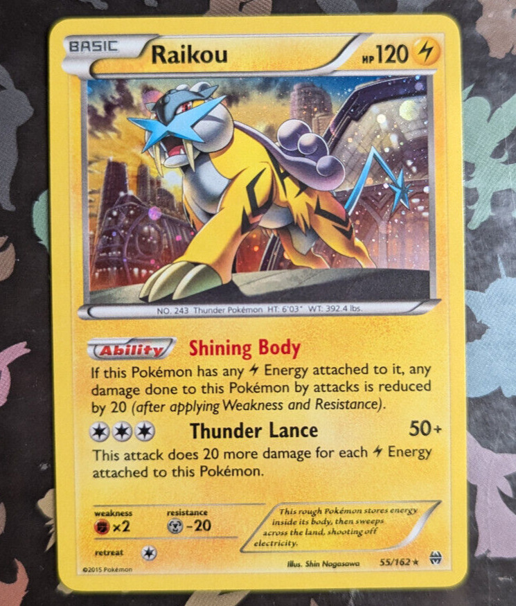 Raikou 55/162 Cosmos Holo Rare XY Breakthrough Pokemon Card NM/EXC