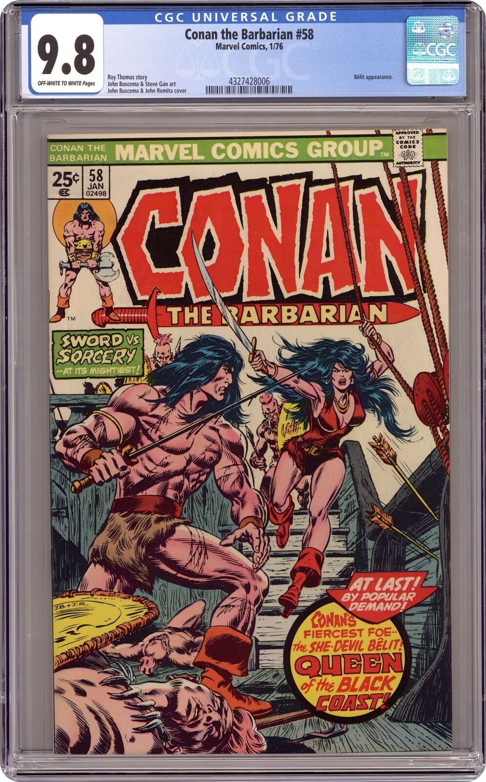 Conan the Barbarian #58 CGC 9.8 1976 4327428006