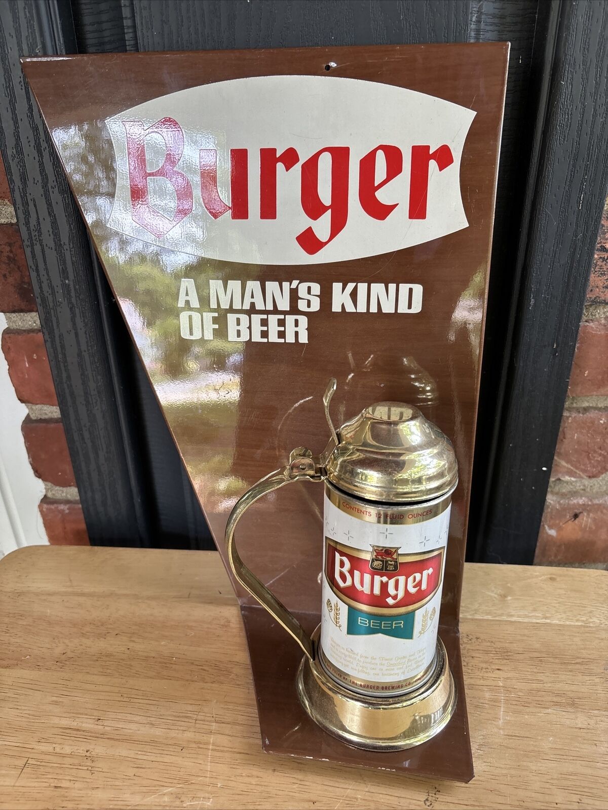 Vintage Tin Burger, Beer bar mug display never hung