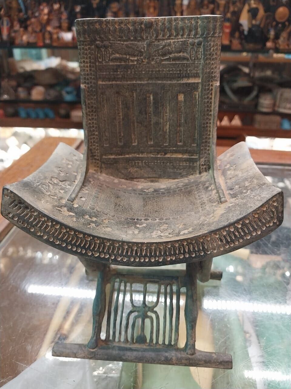 Museum Brown Throne Chair Original Resin Replica of the Egyptian Pharaoh King Tu