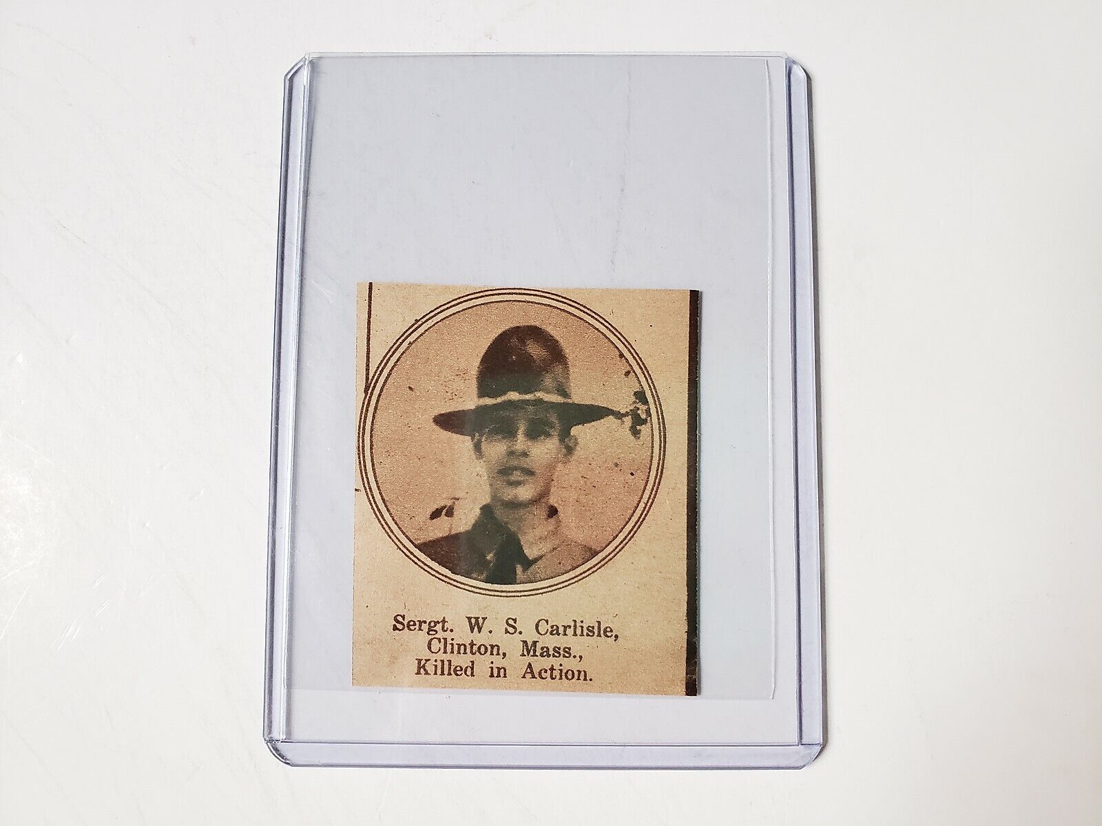 Sergeant W. S. Carlisle Clinton Massachusetts 1919 World War 1 WW1 Hero