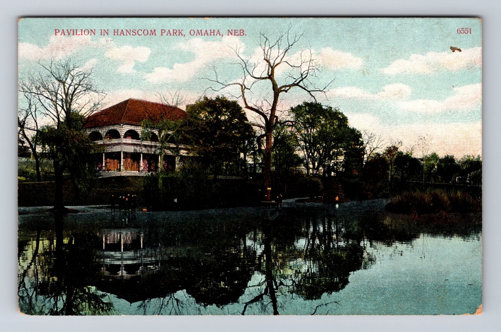 Omaha NE-Nebraska, Pavilion In Hanscom Park, Antique, Vintage Souvenir Postcard
