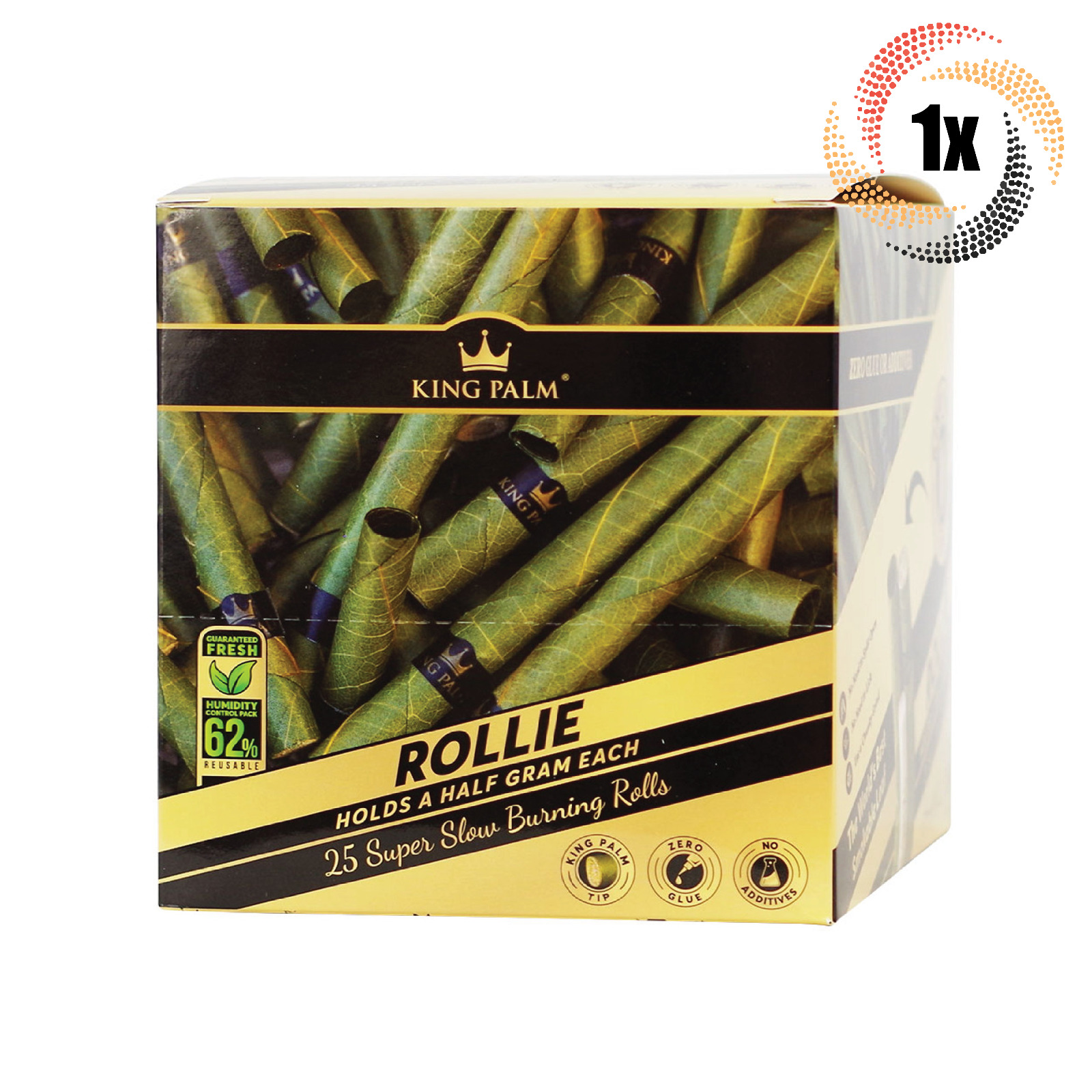 1x Box King Palm Rollies | 8 Packs With 25 Rollies Each | + 2 Free Tubes