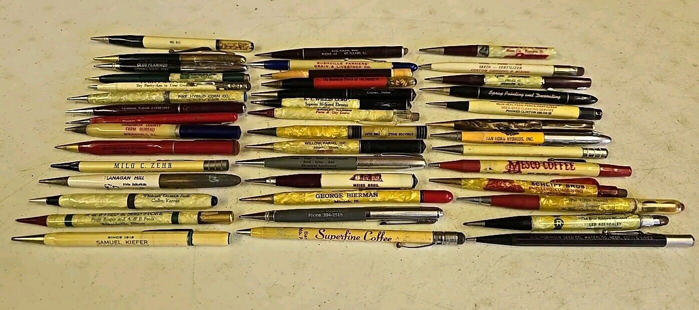 Vintage Mixed Lot Of 45 Advertising Mechanical Pencils Circa 1950-70\'s