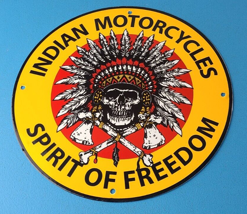 Vintage Indian Motorcycles Sign - Gas Pump Service Station Porcelain Sign