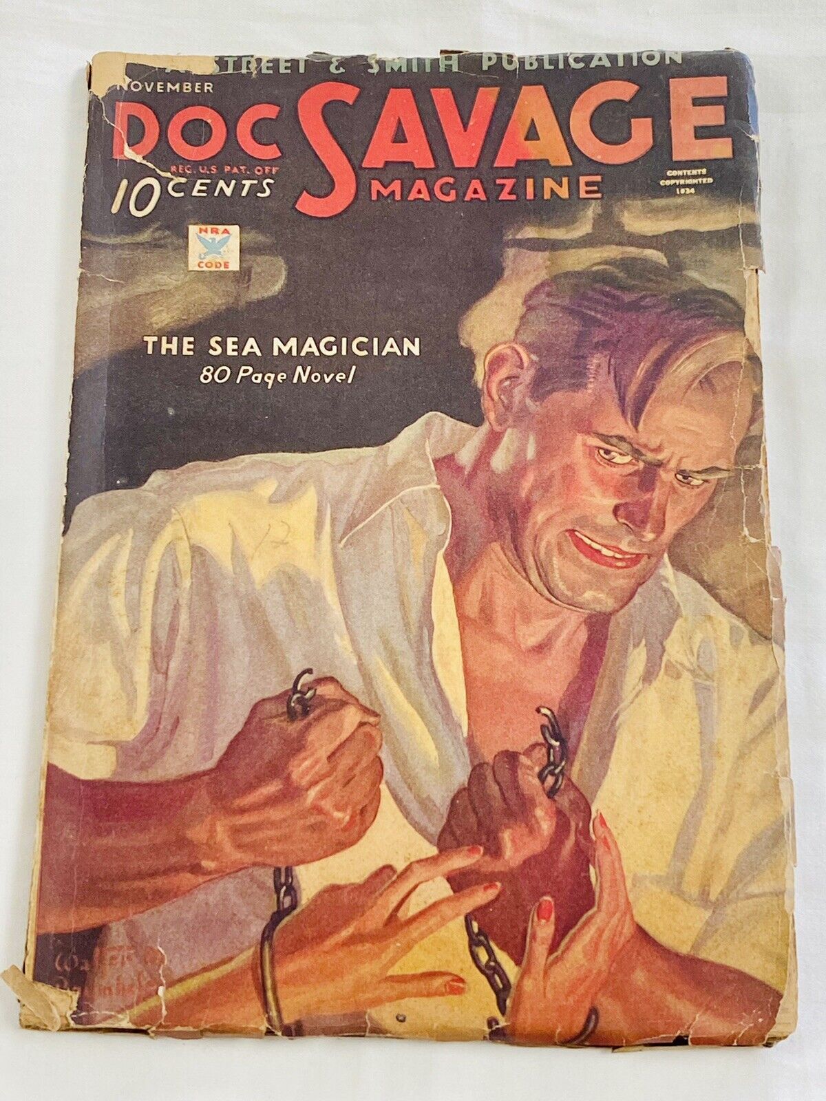Original Doc Savage November 1934 Pulp Magazine “The Sea Magician” Volume 4 #3