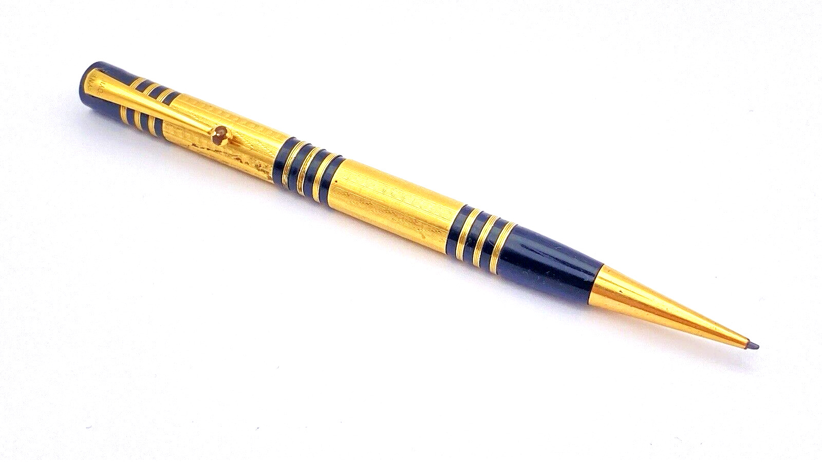 VINTAGE MABIE TODD FINE POYNT PENCIL IN BLACK AND GOLD MADE IN ENGLAND 1930`S