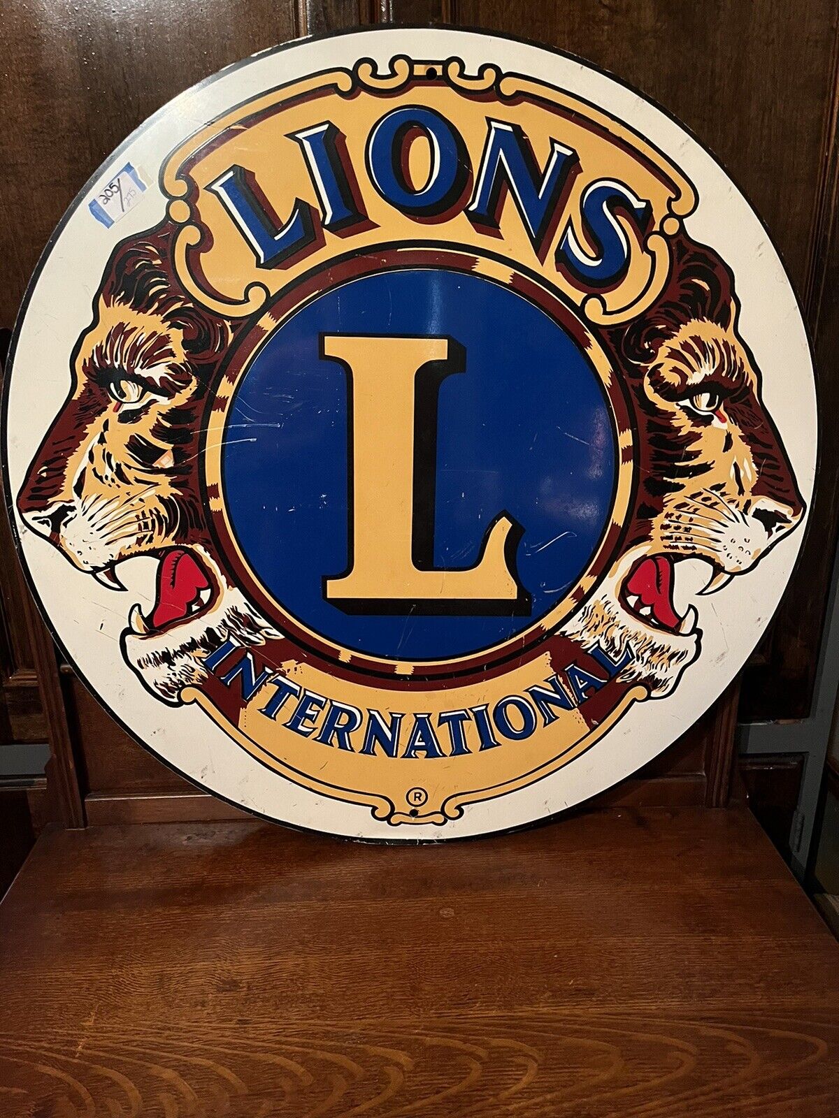 Vintage LIONS CLUB INTERNATIONAL 30” Round Metal Road Sign Service Organization
