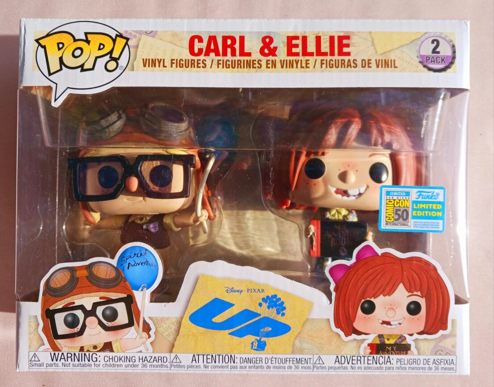 Funko Pop Two Pack Disney Pixar Up Carl And Ellie SDCC LE 2019 Official 