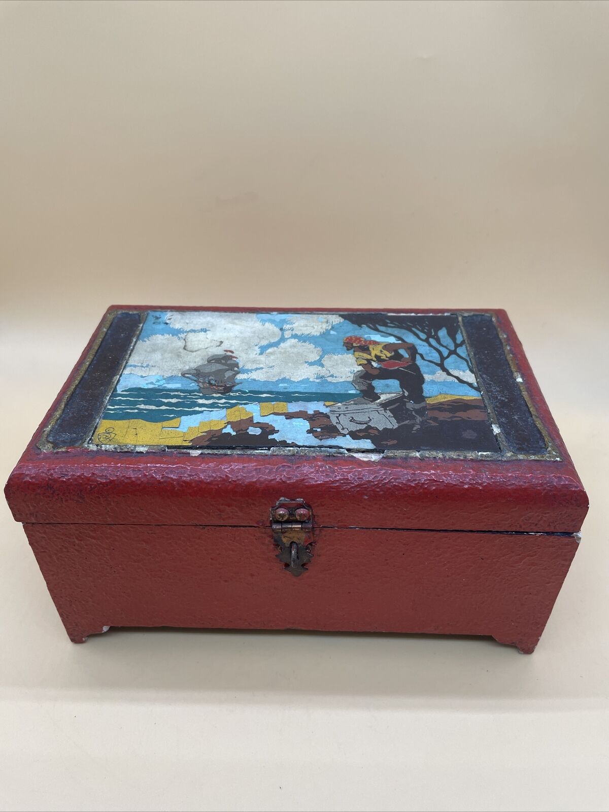 RARE:1930s Antique Donald F Duncan Original Wood Novelties Trinket Treasure Box
