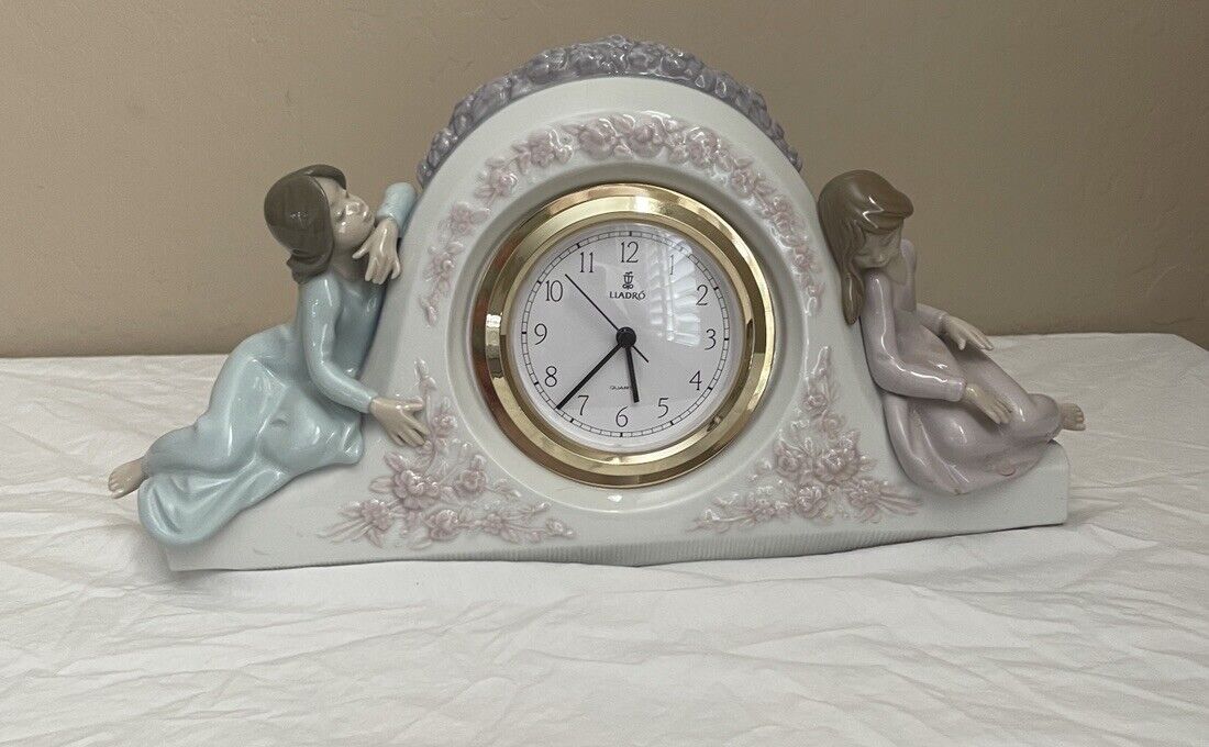 Two Sisters Clock #5776 Lladro Retired Excellent Condition With Original Box