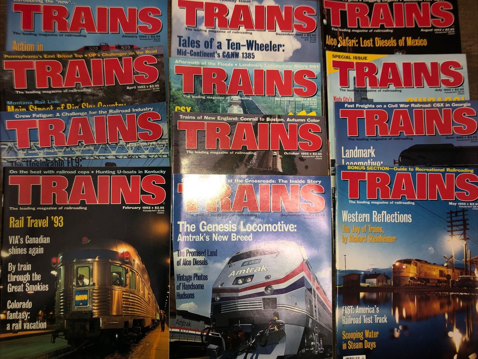 Trains 1993 Magazine 12 Issues Magazines