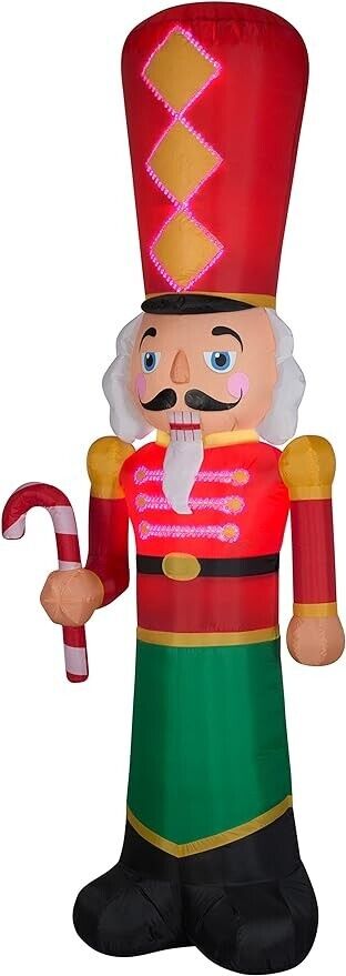 Gemmy Lightshow Christmas Airblown Inflatable Sewn in Micro LED Nutcracker, 9 ft