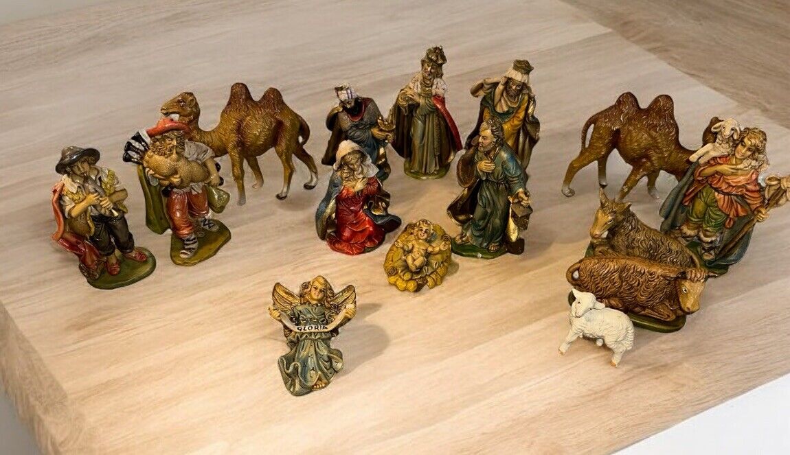 Vintage Euromarchi Nativity Scene Made in Italy 15pc Set 4”